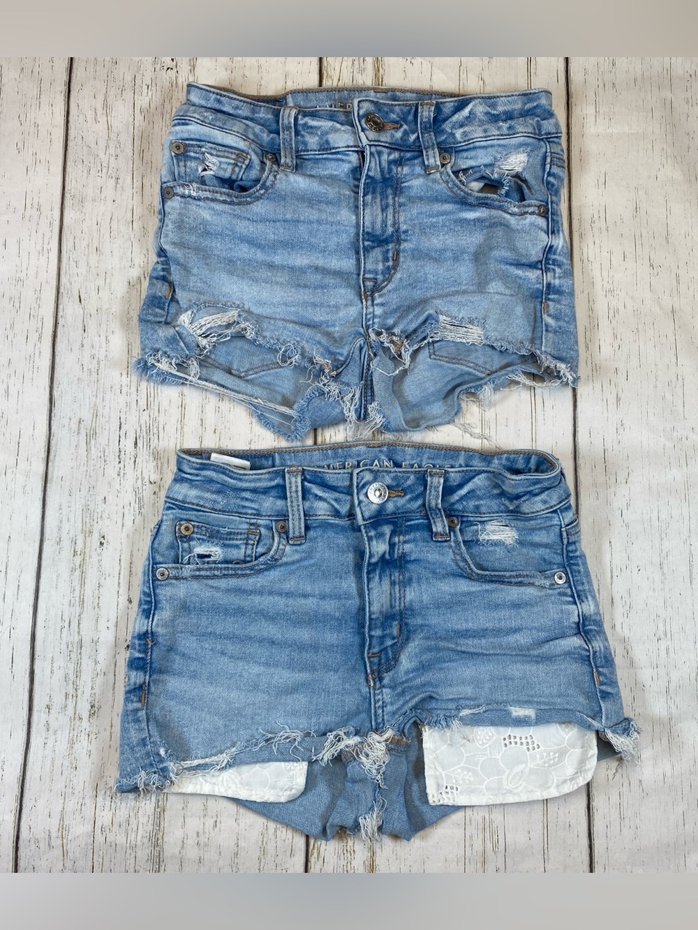 American Eagle Stretch High Rise Shortie Distressed Denim Short Bundle